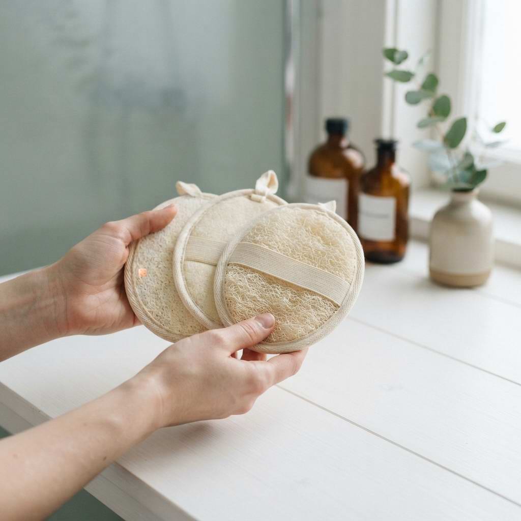 Customer holding Bathanica bath pads