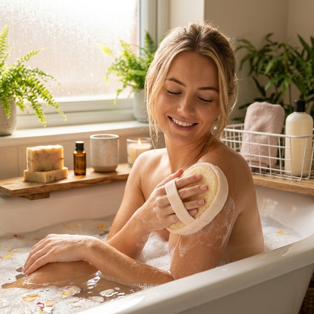 Zero Plastic - compostable loofah for sensitive skin zero waste bathroom